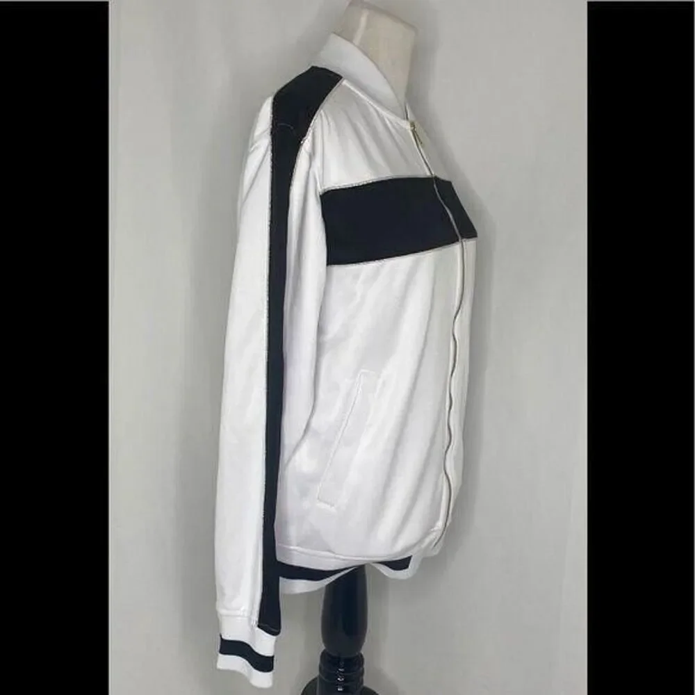 CSG Track Jacket Mens Medium White Black Full Zip Athletic Long Sleeve